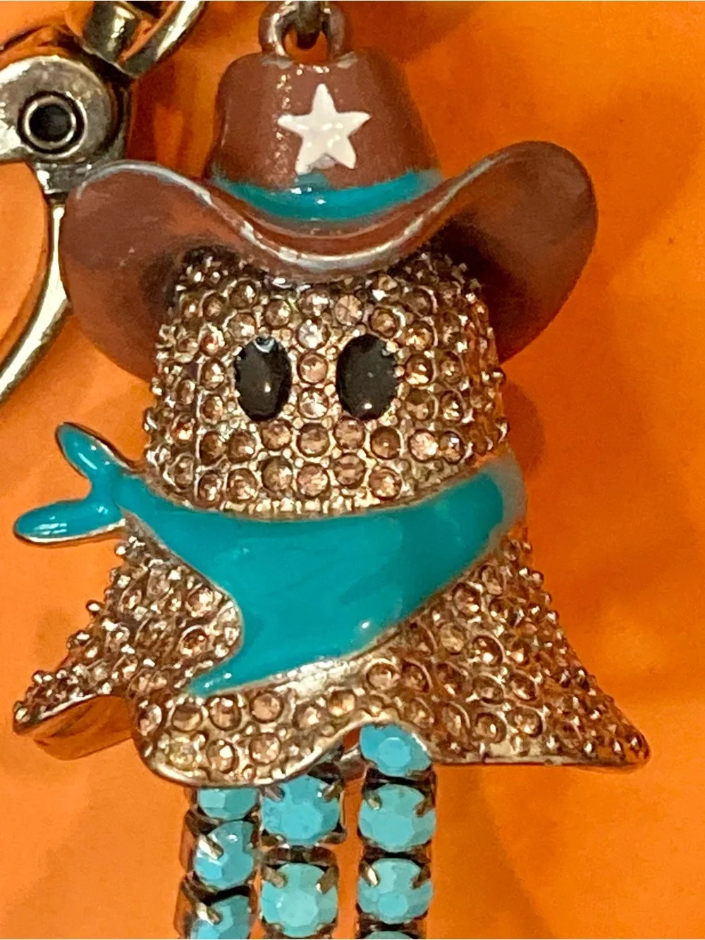 NWT and box Betsey Johnson spooky sheriff cowboy ghost bag charm and keychain.